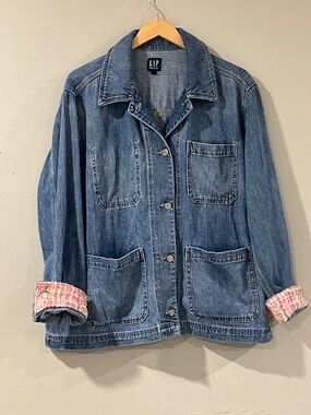 GAP Denim Jacket with Pink Cuff Detail